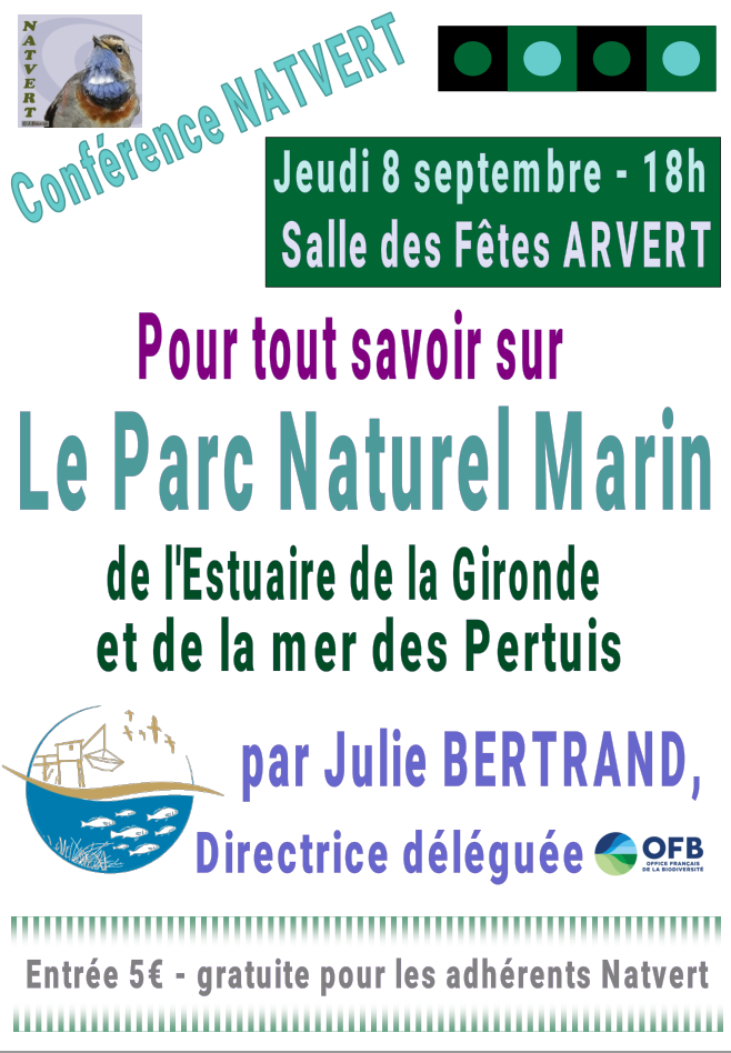 Conférence – Le Parc Naturel Marin de l’Estuaire de la Gironde et de la Mer des Pertuis
